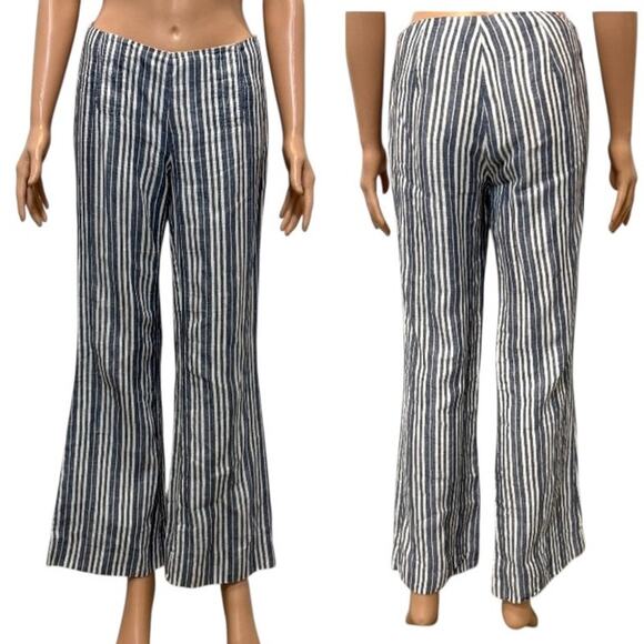 Tory Burch 2 linen side zip striped pant P3 2894 - Picture 1 of 14